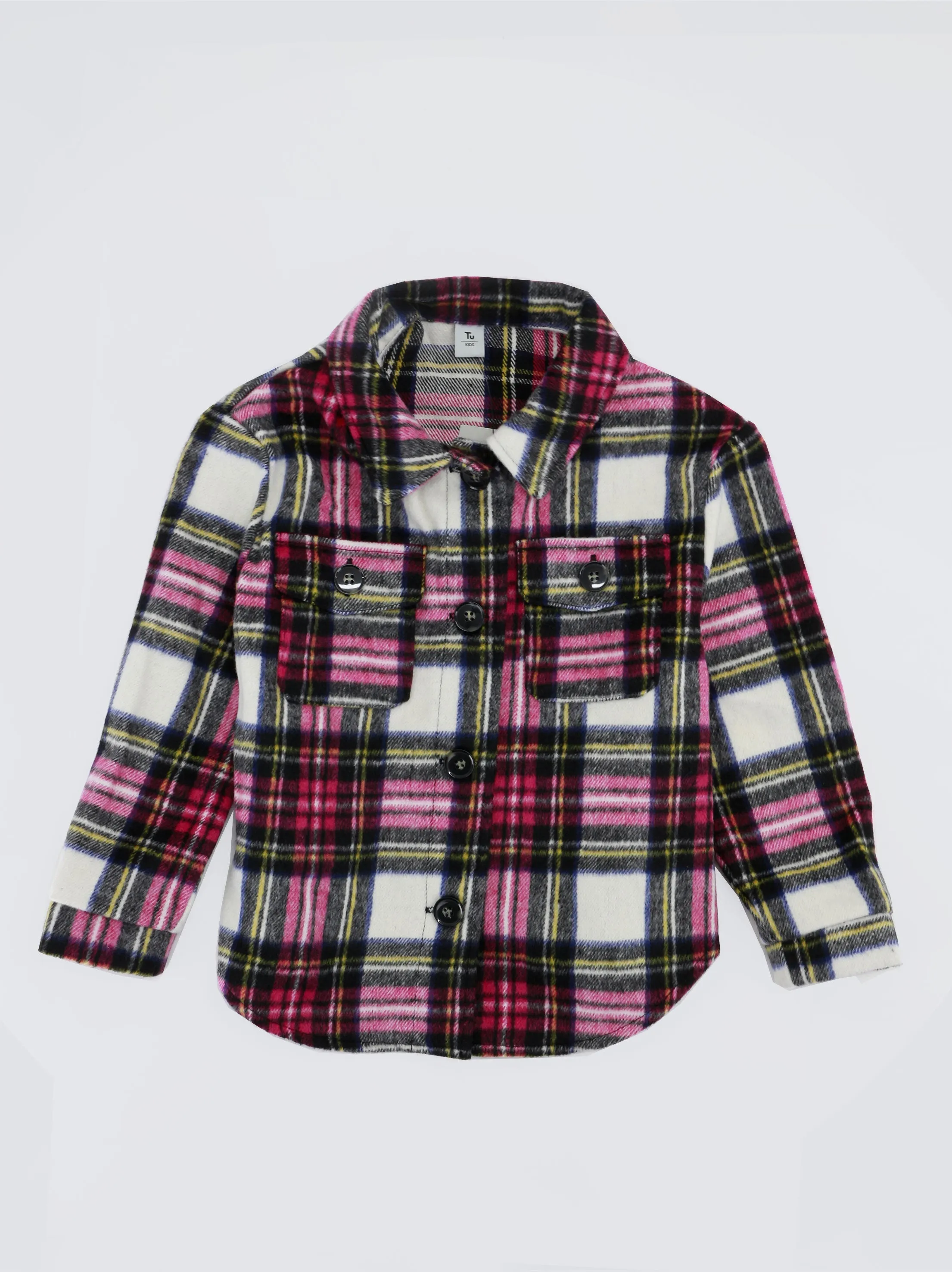 Kids Girl Plaid Button Dress Shirt,Multi