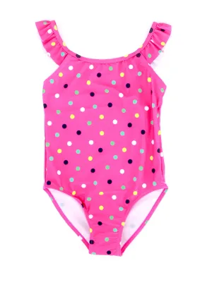 Kids Girl Polka Dots One Piece Swimsuit,Fuchsia