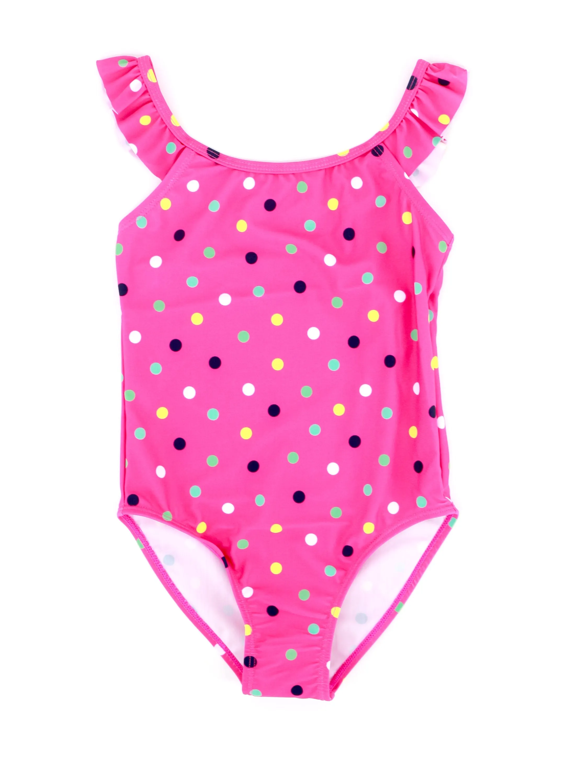 Kids Girl Polka Dots One Piece Swimsuit,Fuchsia