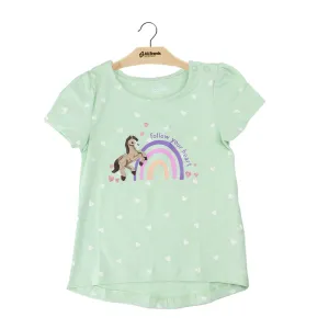 Kids Girl Printed T-Shirt,Light Pistache