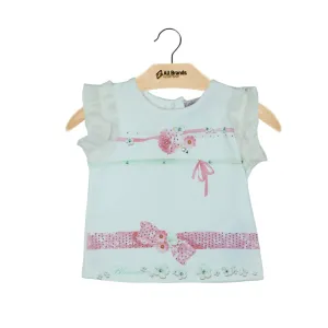 Kids Girl Ruffled Sleeve Casual Top,White
