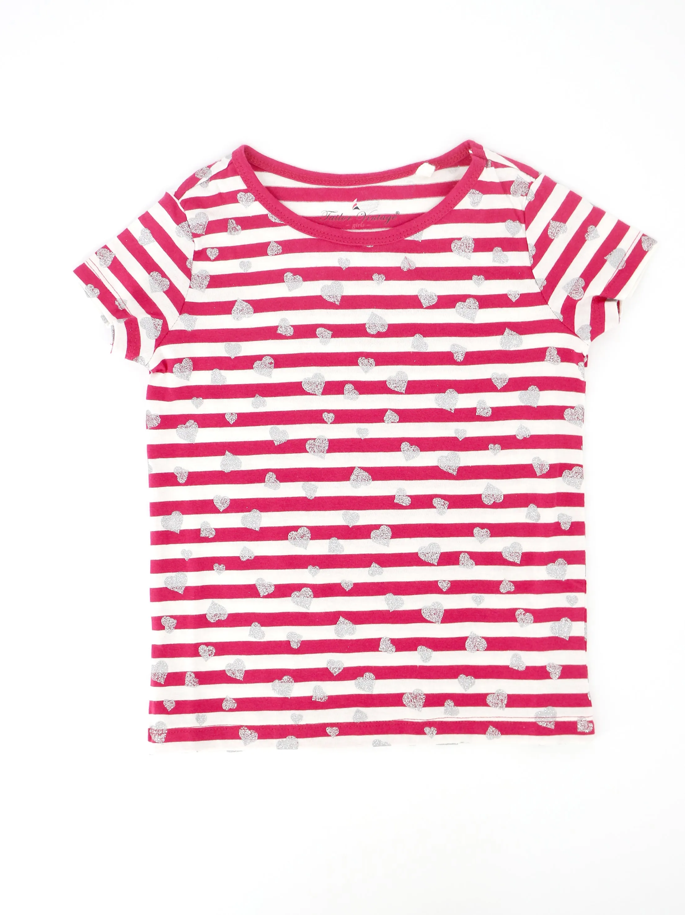 Kids Girl Striped T-Shirt,Fuchsia