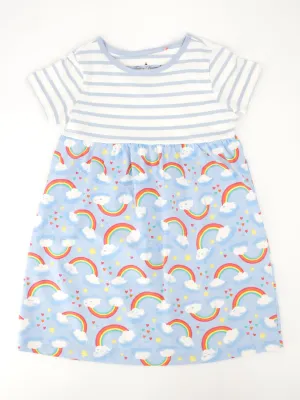 Kids Girl Striped/Rainbow Printed Dress,Multi
