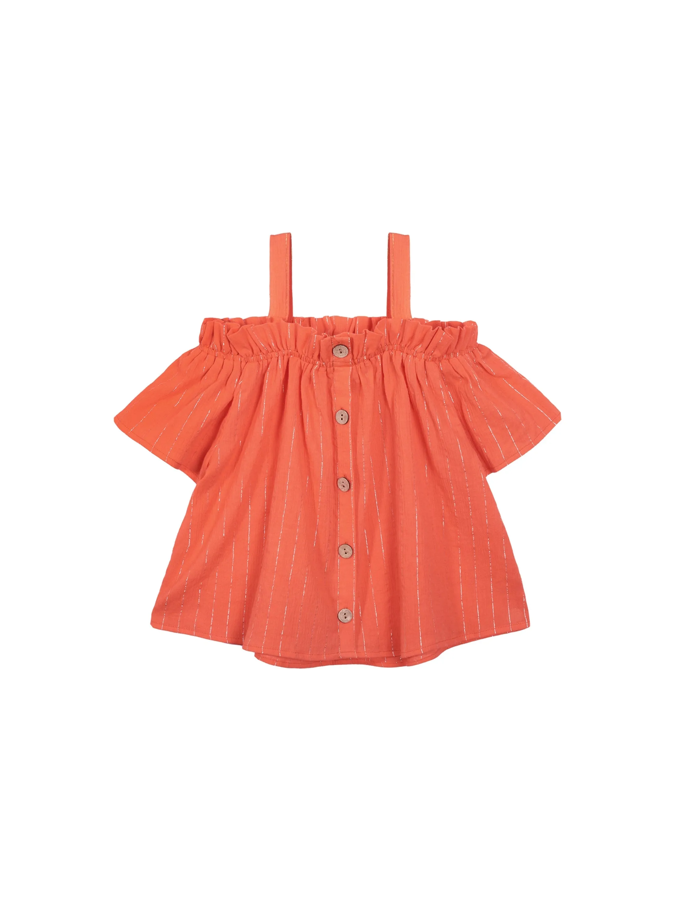 Kid's Girl Textured Challis Top,Coral