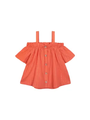 Kid's Girl Textured Challis Top,Coral