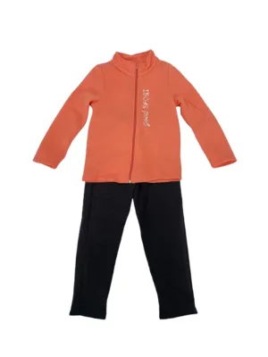 Kids Girl's 2 Pcs Printed Pajamas Set,Orange/Grey