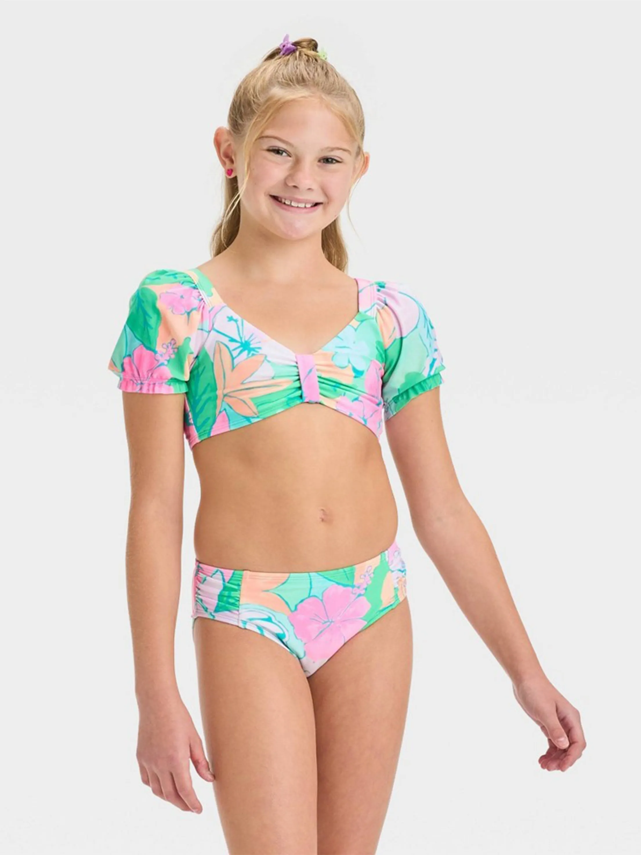 Kids Girl's Bikini Top printed,Multi