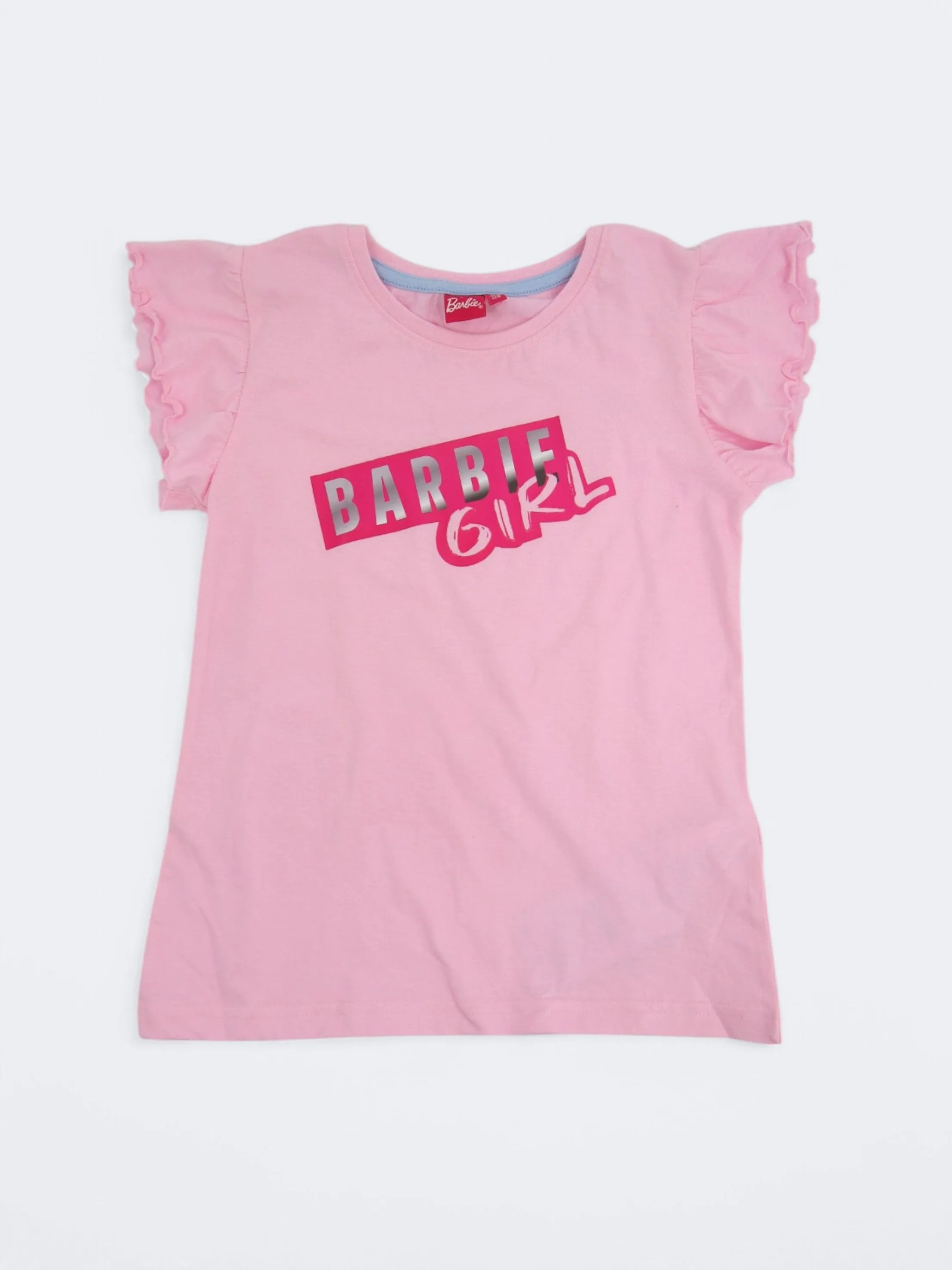 Kid's Girl's Brand Logo Printed Ribbed T-Shirt,Light Pink