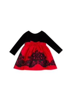 Kids Girl's Embroidered Dress,Black/Red