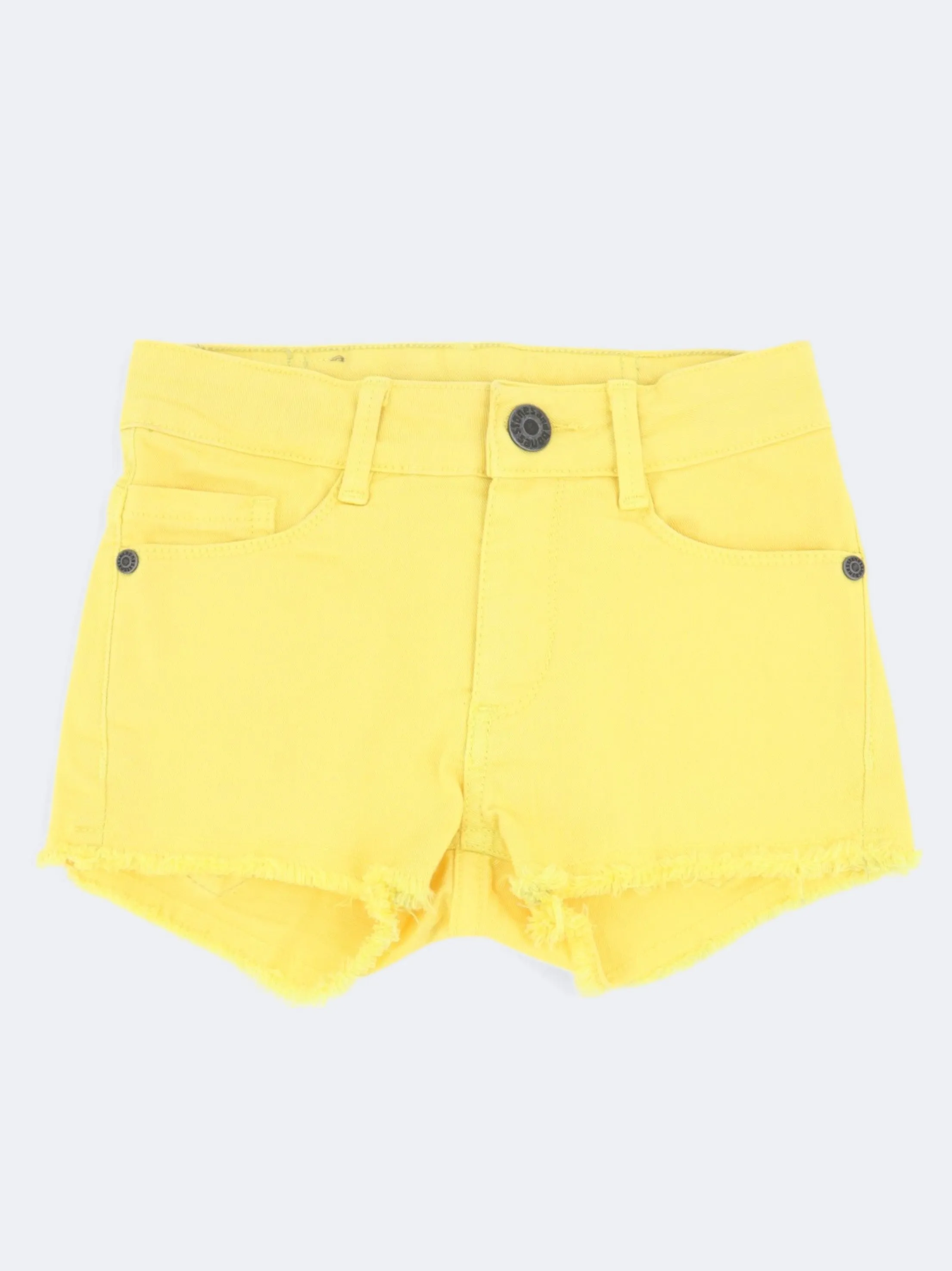 Kids Girl's Frayed Denim Shorts,Yellow