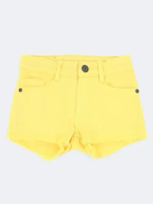 Kids Girl's Frayed Denim Shorts,Yellow