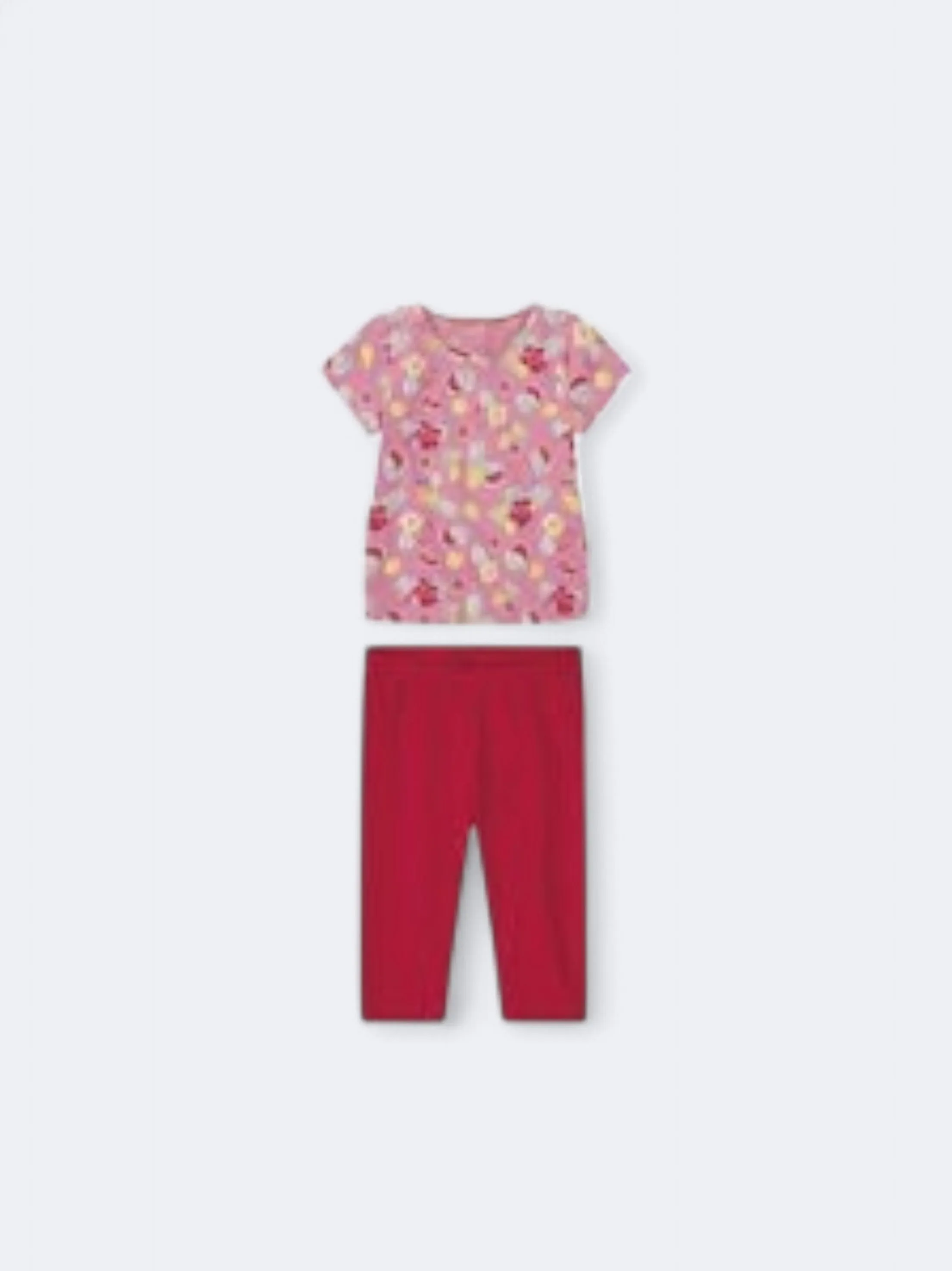 Kid's Girl's Graphic Print Sleepwear 2pcs Set,Pink/Red