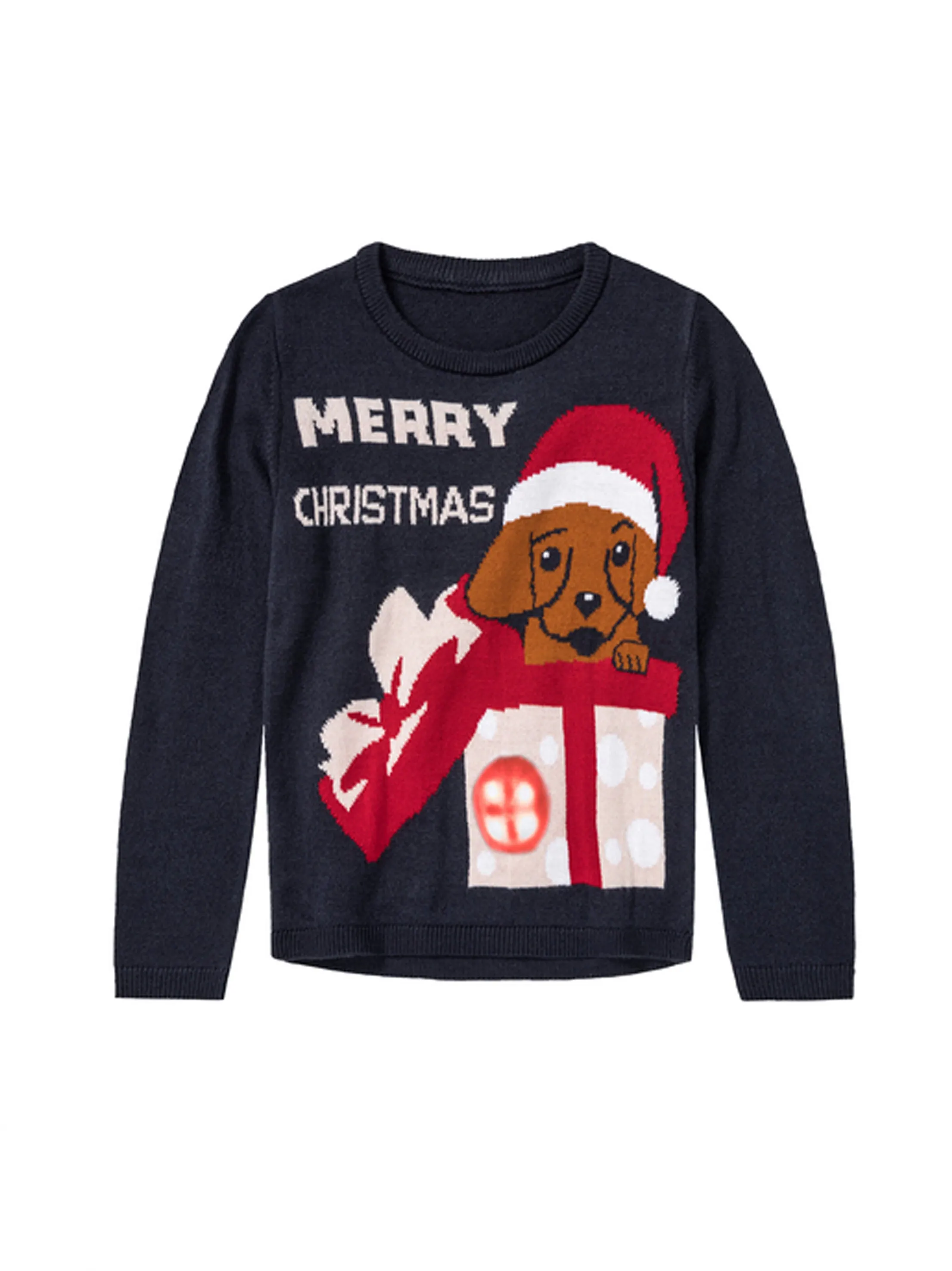 Kids Girl's Graphic Printed Christmas Sweater,Navy