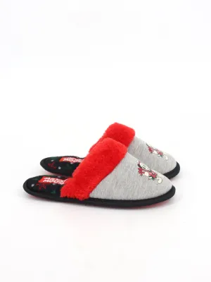 Kids Girl's Graphic Printed Slippers,Grey/Red