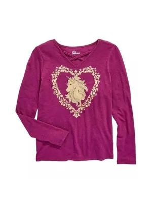 Kids Girl's Graphic Printed Top,Purple