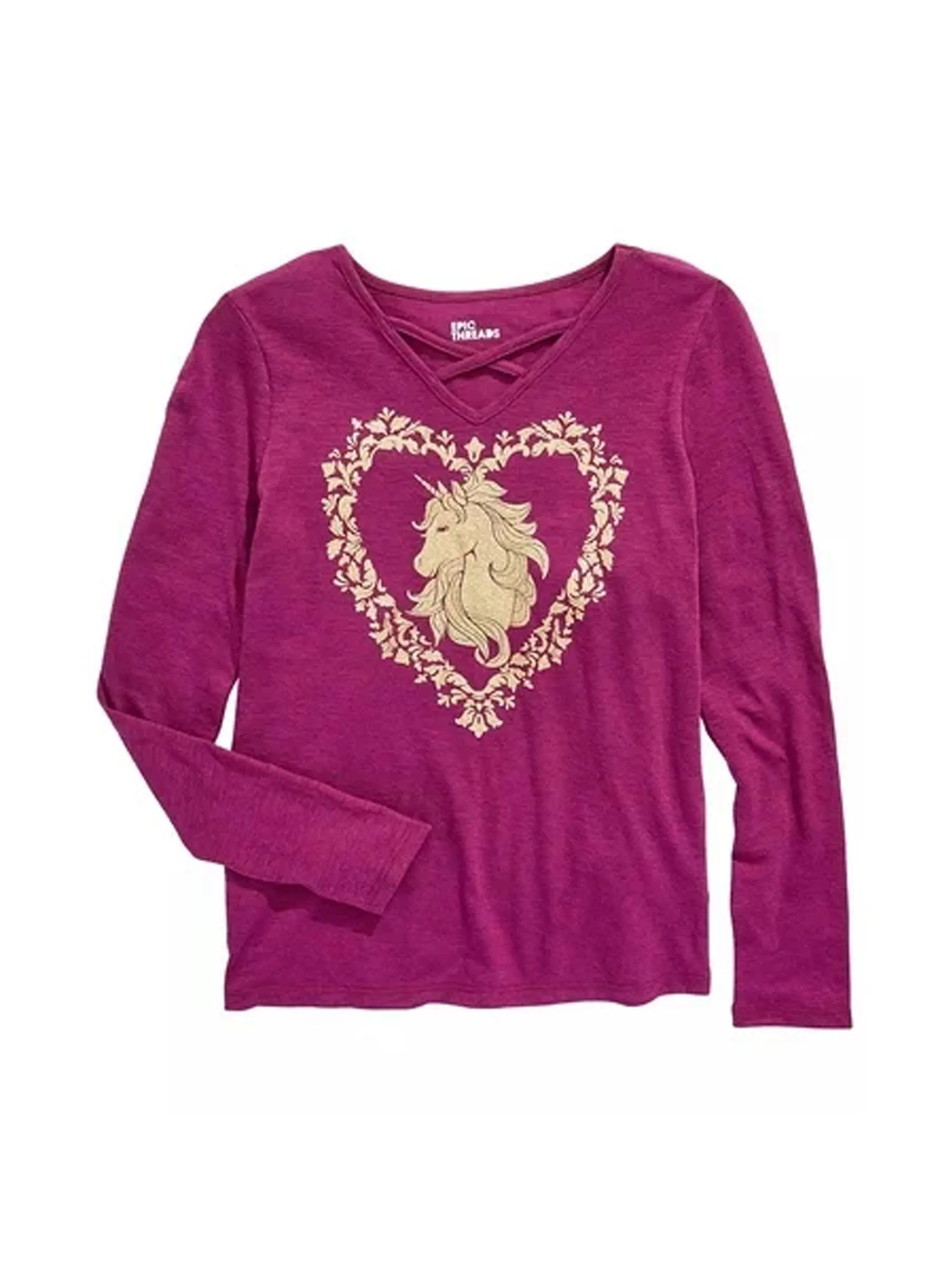Kids Girl's Graphic Printed Top,Purple