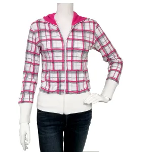 Kids Girl's Plaid Jacket,White/Pink