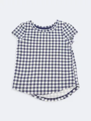 Kids Girl's Plaid Top,Blue/White