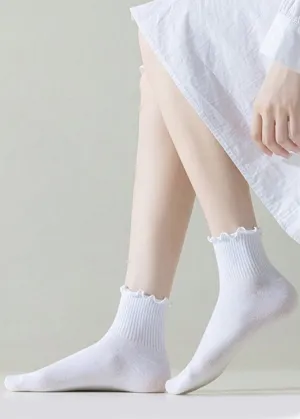 Kids Girl's Plain Long Socks,White