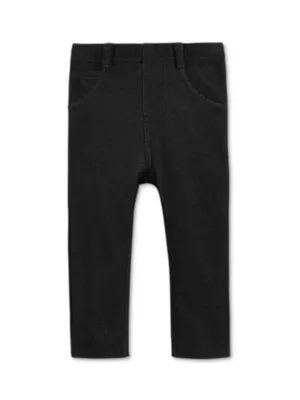 Kids Girl's Plain Solid Jeggings,Black