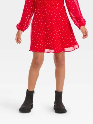 Kids Girl's Polka Dots Skirt,Red