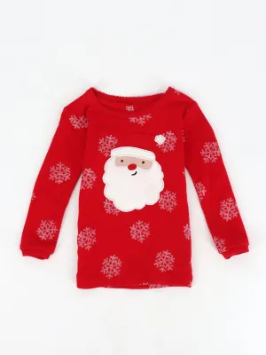 Kids Girl's Printed Christmas Top,Red
