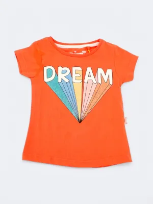 Kids Girl's Printed T-Shirt,Orange