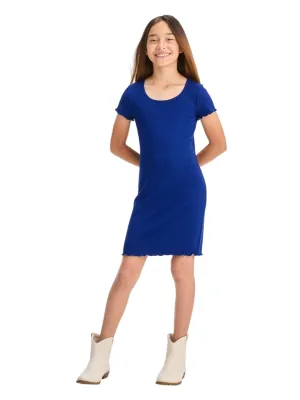 Kids Girl's Ribbed Dress,Blue