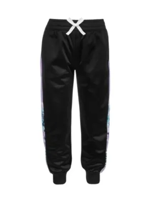 Kids Girl's Side Graphic Printed Track Pants,Black