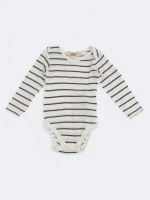 Kid's Girl's Striped Printed Bodysuit,White