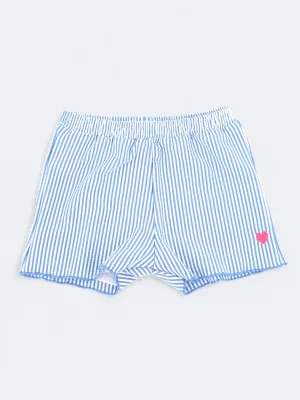 Kids Girl's Striped Shorts,Blue/White