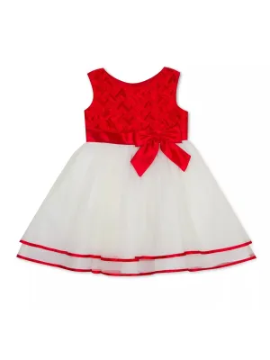 Kids Girl's Textured Dress,Red/White