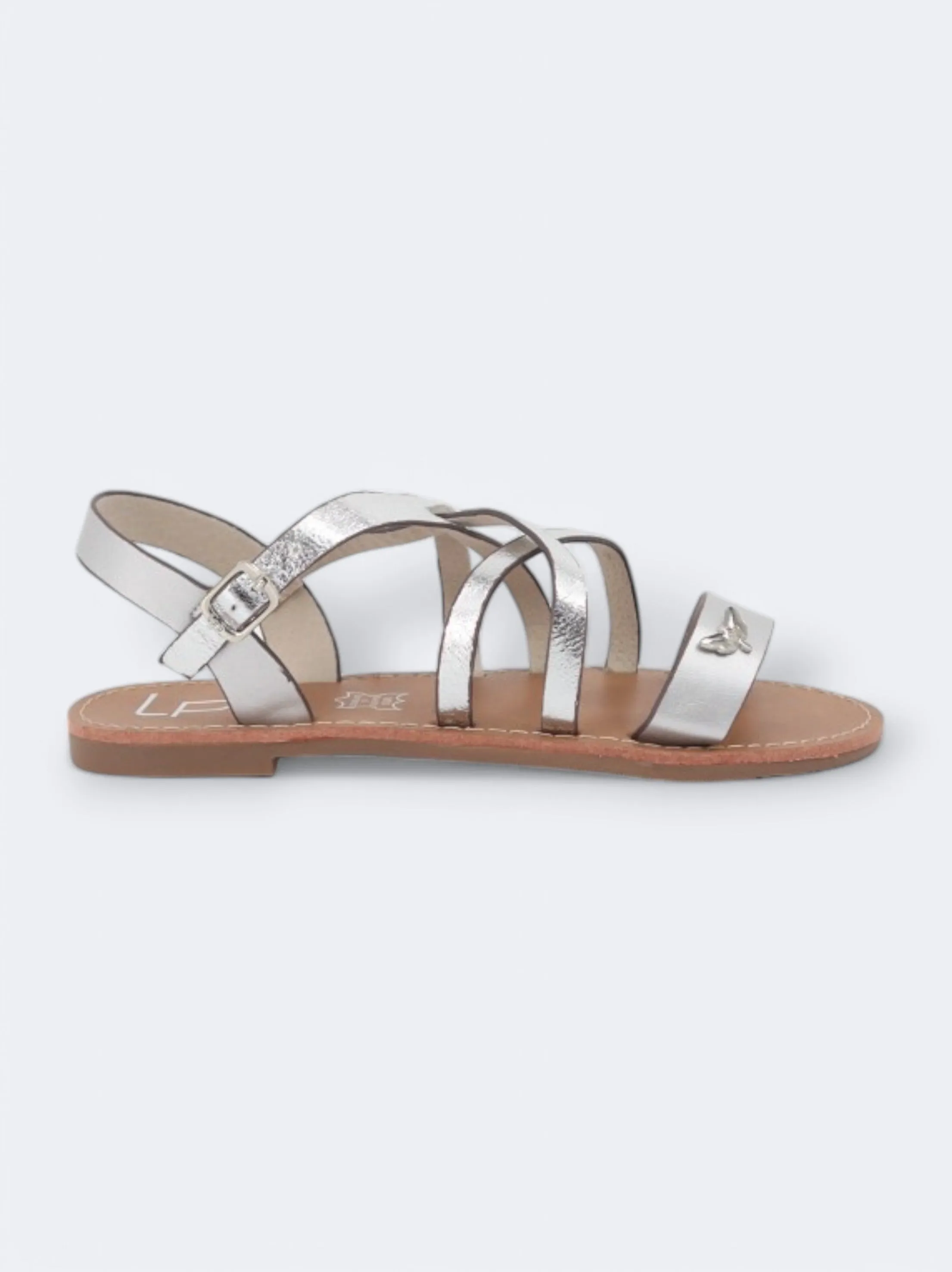 Kids Girl's Textured Sandals,Silver
