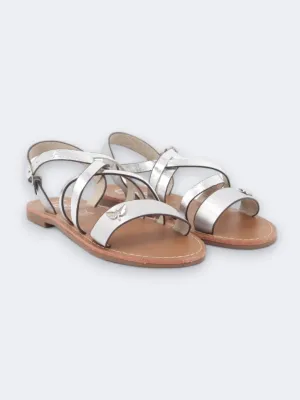 Kids Girl's Textured Sandals,Silver