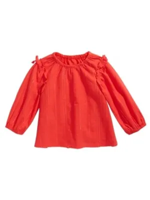 Kids Girl's Textured Top,Red