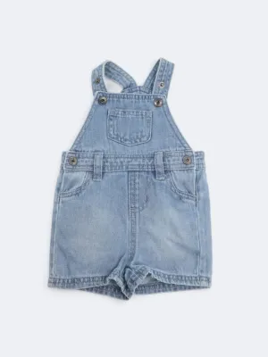 Kid's Girl's Washed Denim Jumpsuit,Light Blue