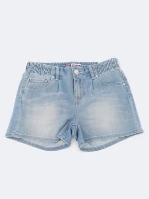 Kids Girl's Washed Denim Shorts,Blue