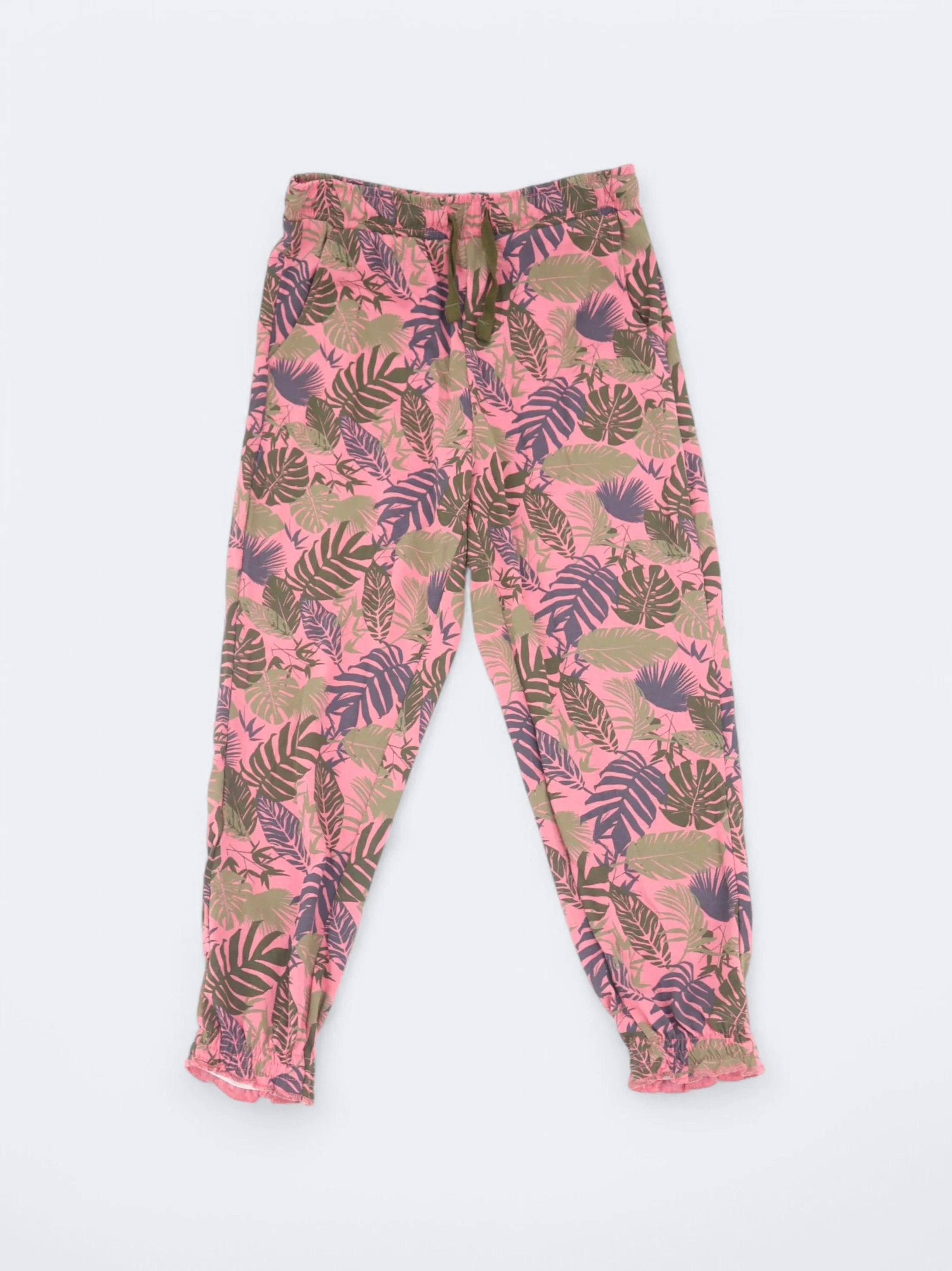 Kid's Gril's Floral Printed Pants,Pink