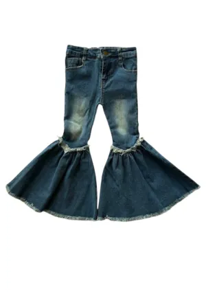 Kid's Single Fringe Bell Jeans In Blue