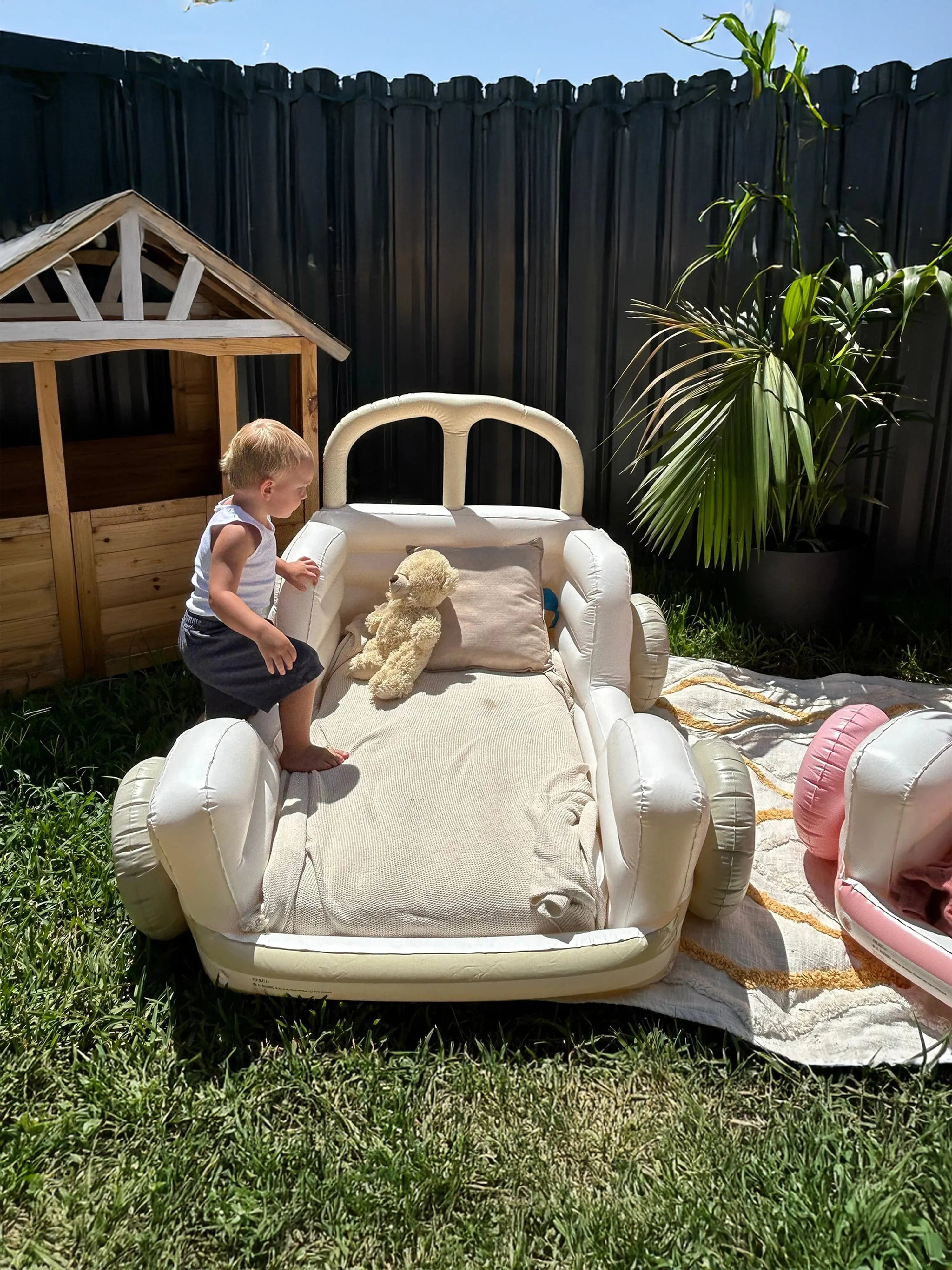 Kids Sleepover Bed Summer Van in Beige (160cm)