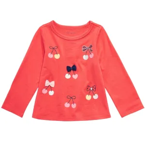 KidsGirl Cherries-Print Cotton T-Shirt,Orange Coral