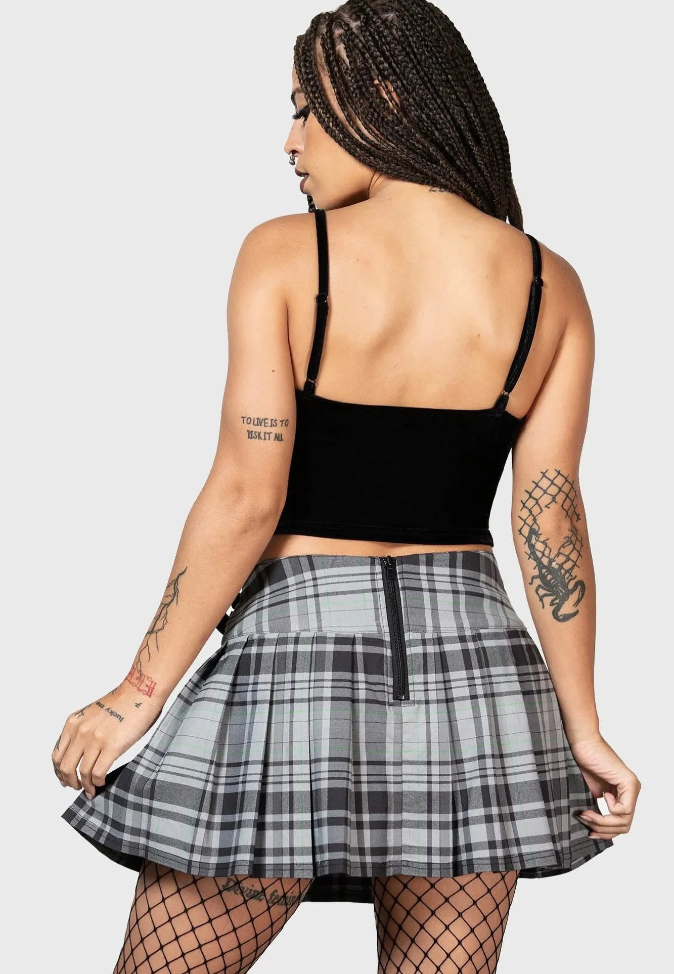 Killstar - Bat Girl Mini Grey Tartan - Skirt