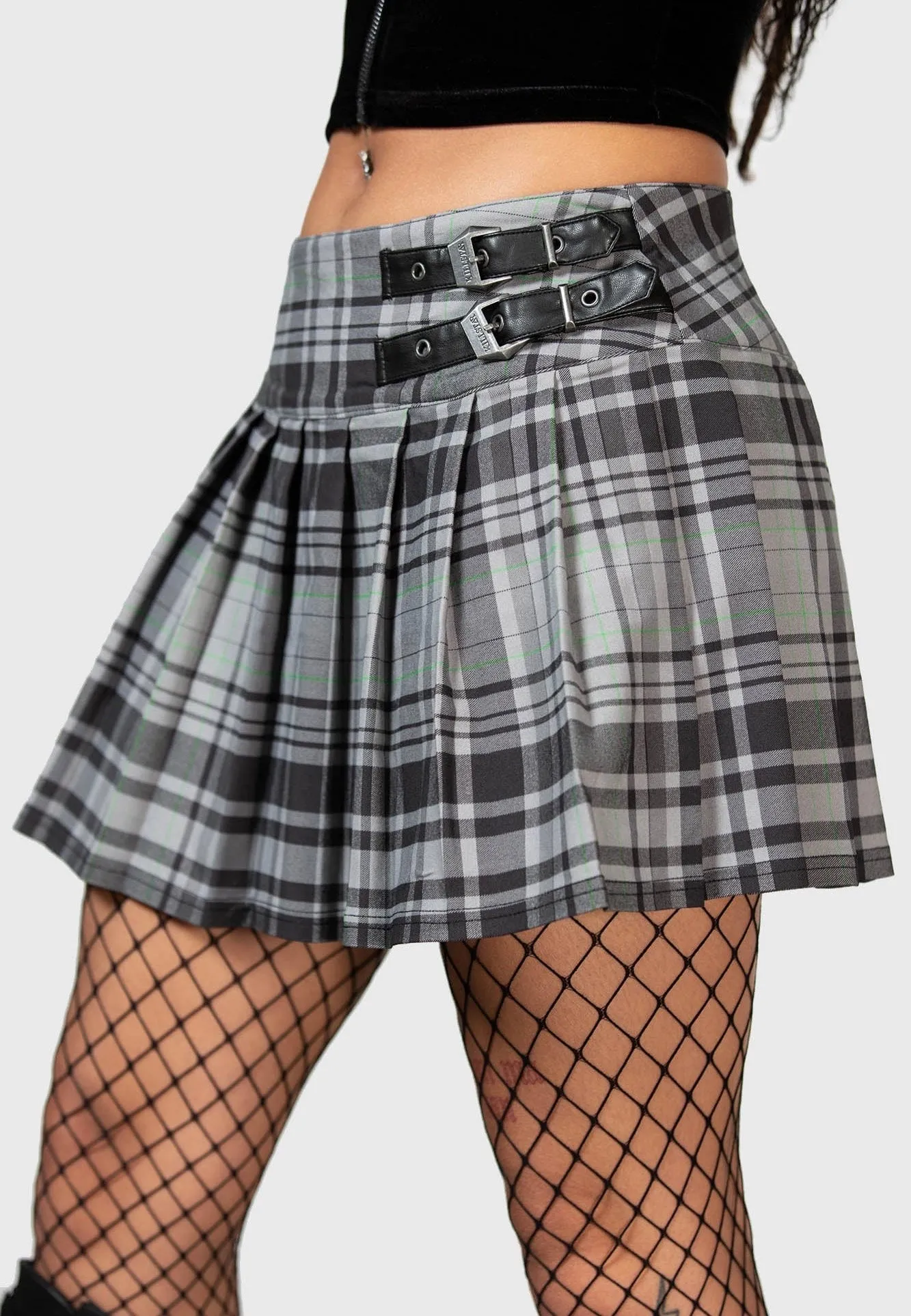 Killstar - Bat Girl Mini Grey Tartan - Skirt