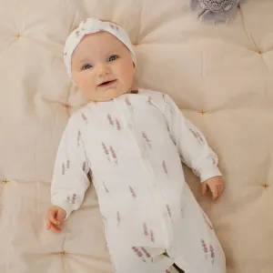 Lavender Print on Off-White Sleeper | Petit Lem