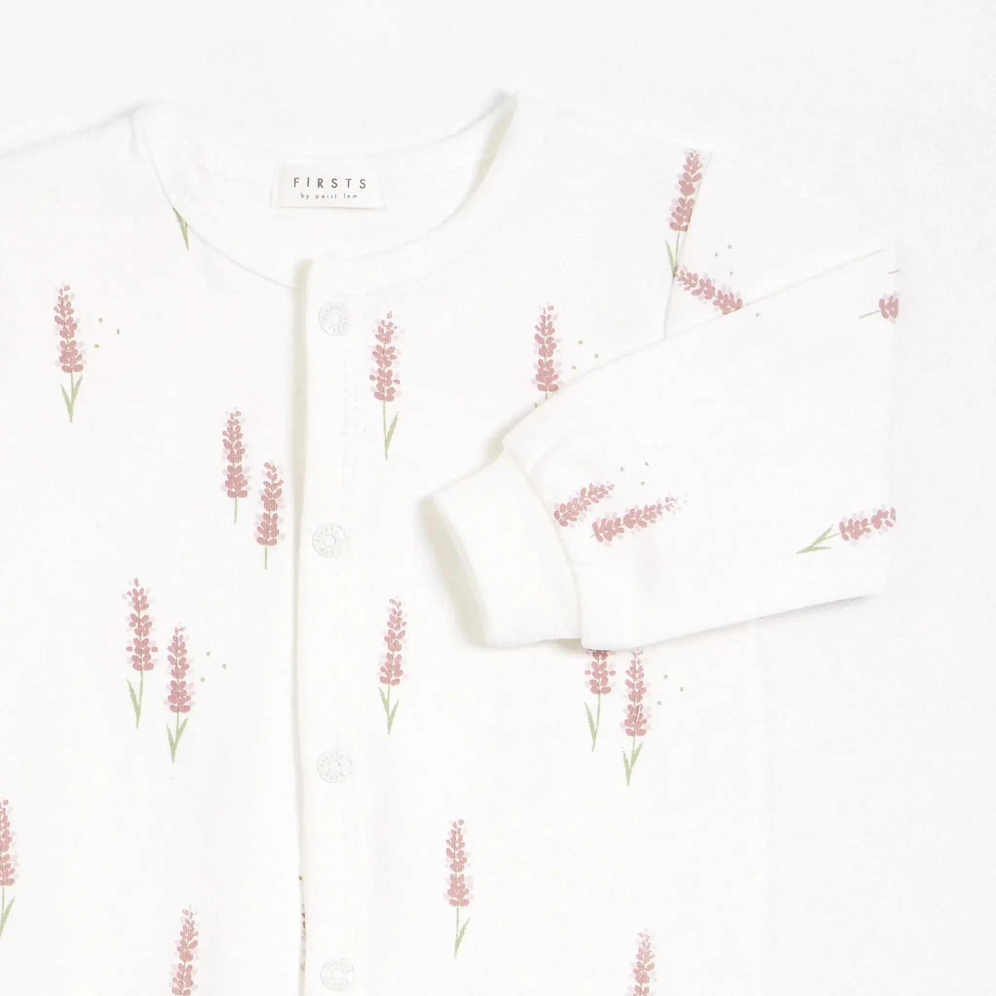 Lavender Print on Off-White Sleeper | Petit Lem