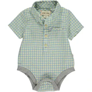 Lemon/blue plaid short sleeved woven onesie | Me & Henry
