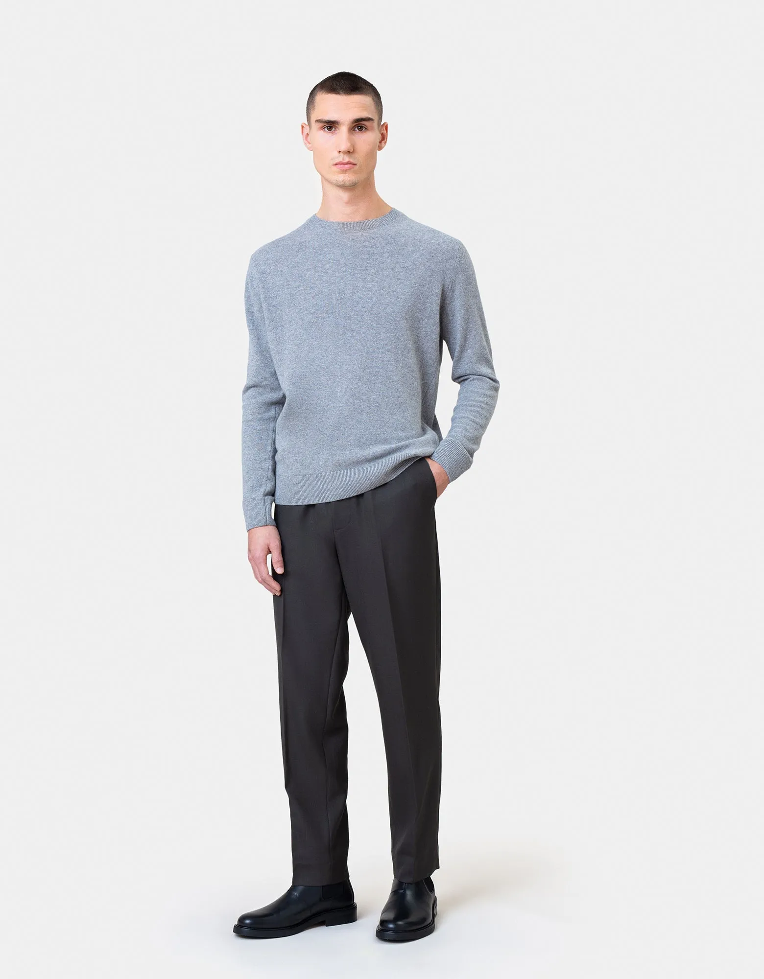 Light Merino Wool Crew - Ocean Green