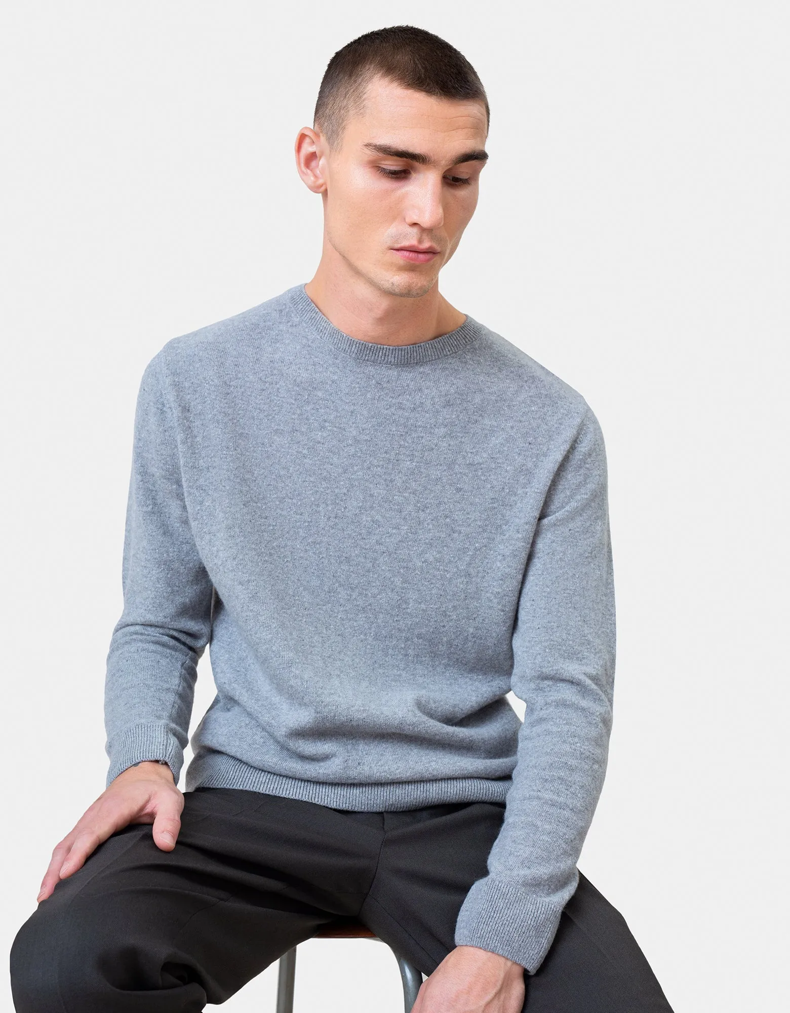 Light Merino Wool Crew - Ocean Green