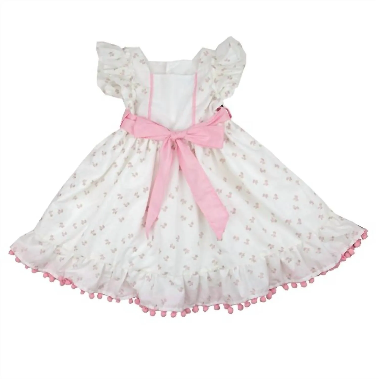 Little Girls Vintage Charm Dress In Pink/white