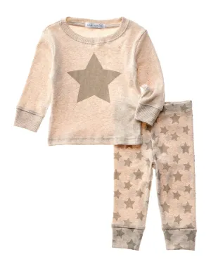 Little Mish 2pc Tonal Check T-Shirt & Pant Set